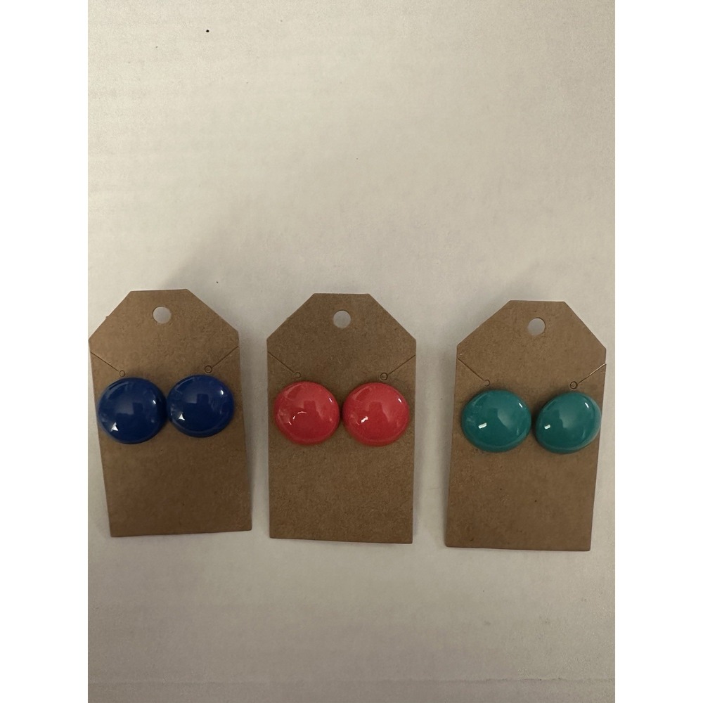 Vintage‎ Round Stud Earrings Lot 2 Pair